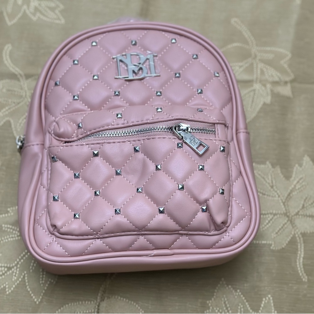 Badgley Mischka Pink Quilted Backpack